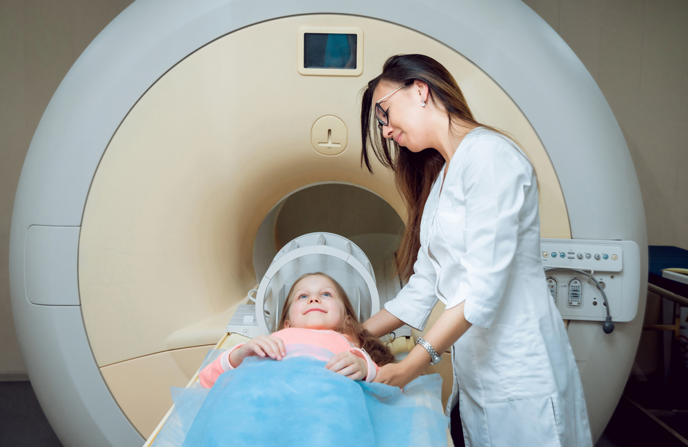 child having an MRI scan.