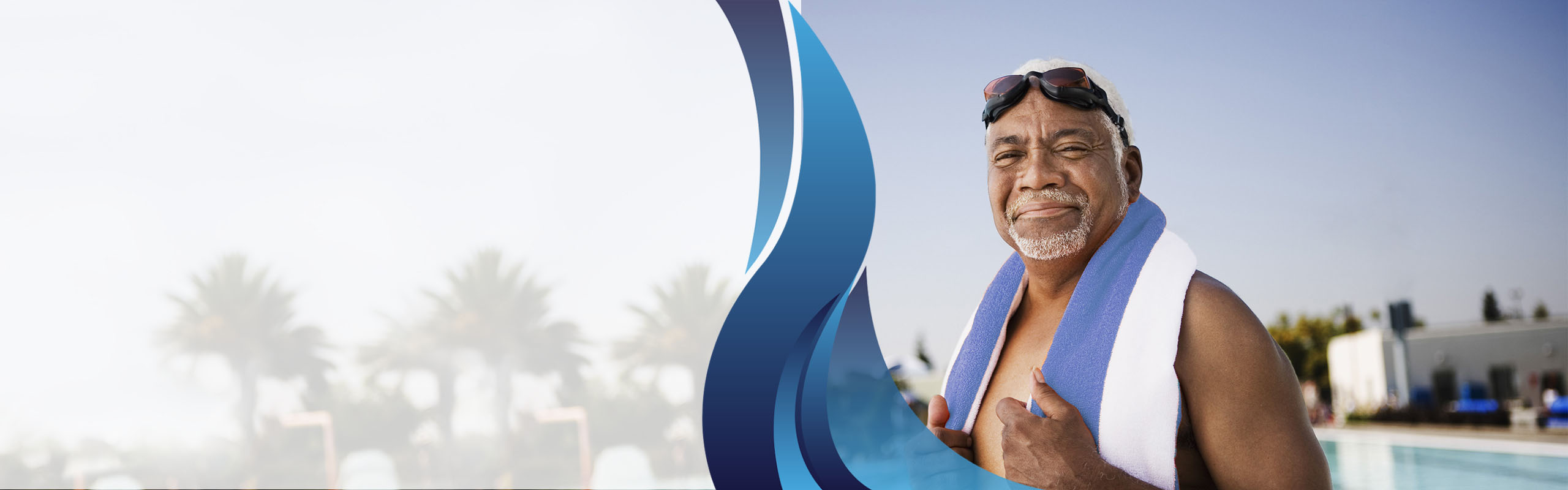 A man at a swimming pool.